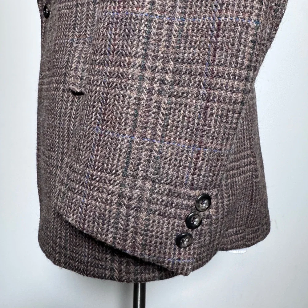Kuppenheimer Blazer Mens‎ 42R Brown Glen Check Wool Tweed Vintage Sport Coat